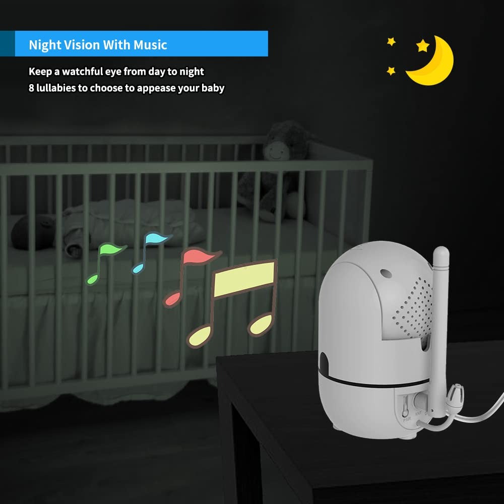 HelloBaby No WiFi Baby Monitor 5" Screen 30-Hour Battery
