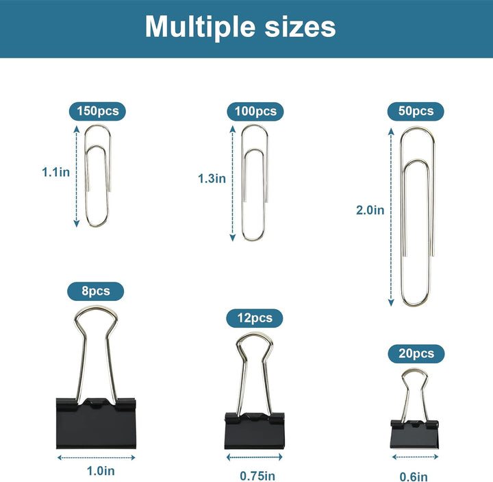 Binder Clips Paper Clips Assorted Sizes, 340pcs