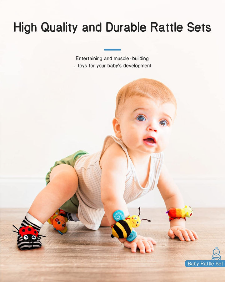 Infinno Baby Wrist Rattle Socks and Foot Finder Set