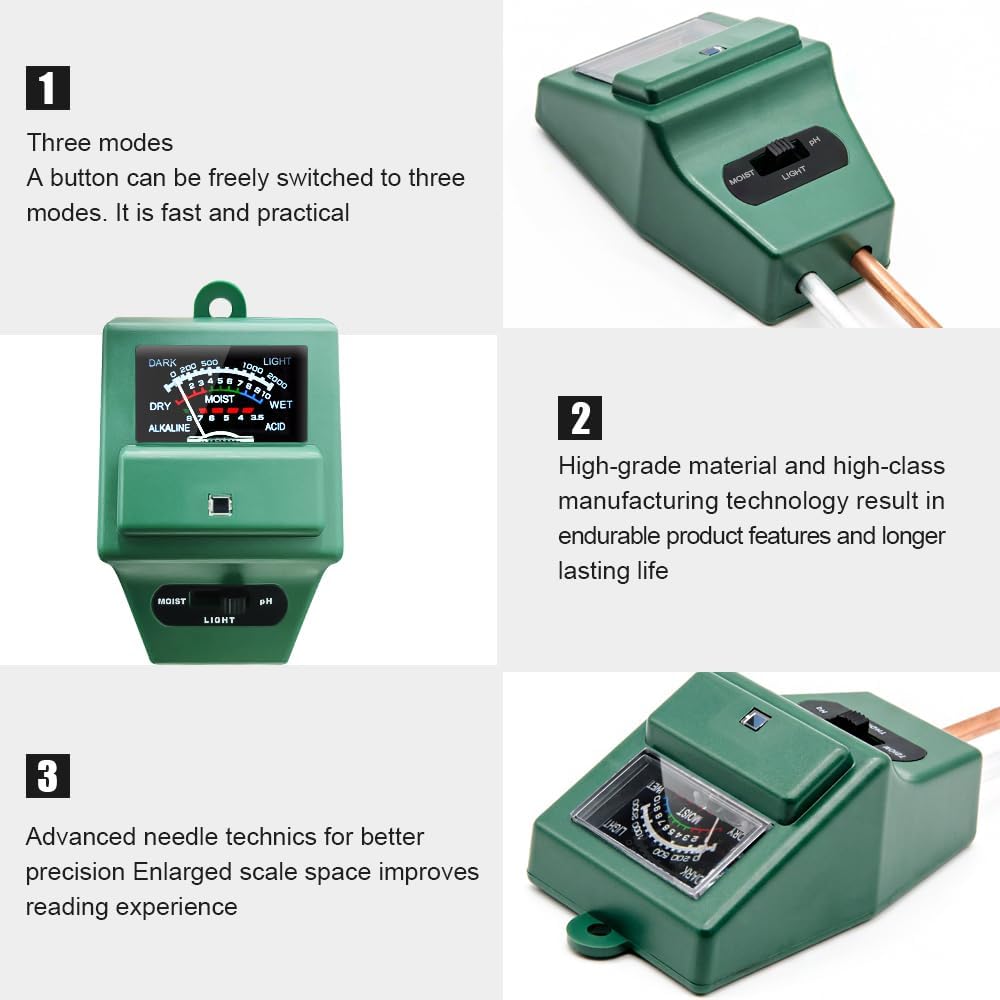 Soil pH Meter, MS02 3-in-1
