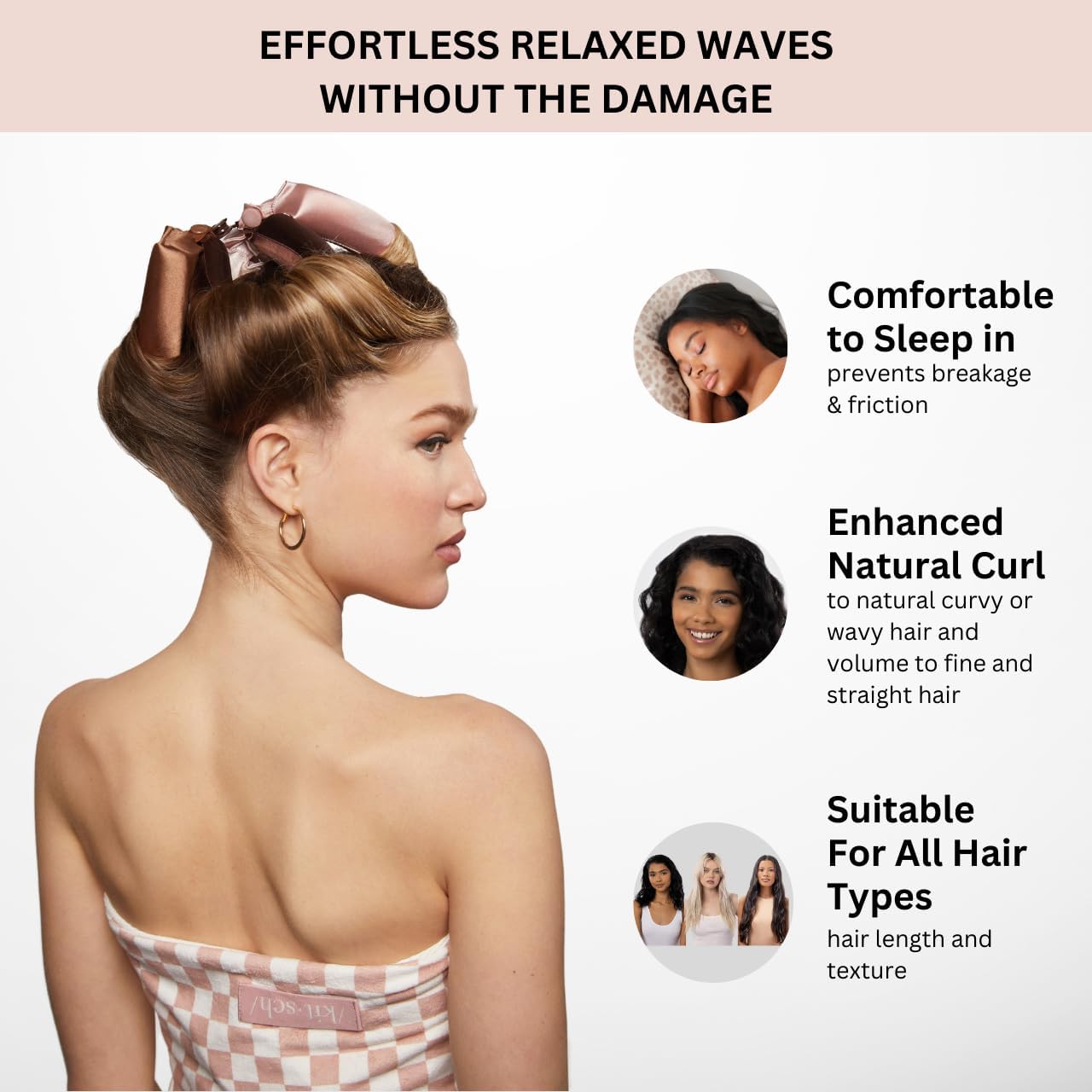 Kitsch Satin Heatless Curling Rod - Jumbo Flexi Rod for Overnight Curls to Sleep In