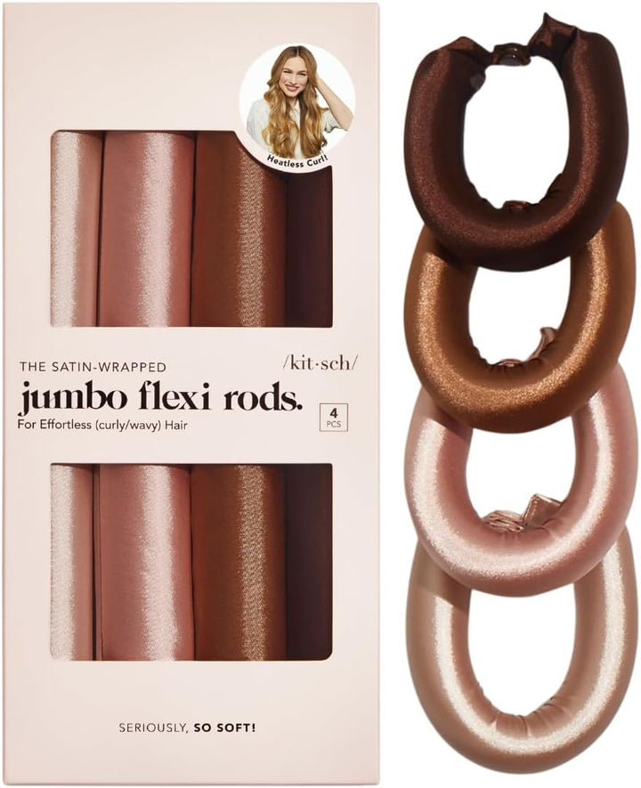 Kitsch Satin Heatless Curling Rod - Jumbo Flexi Rod for Overnight Curls to Sleep In