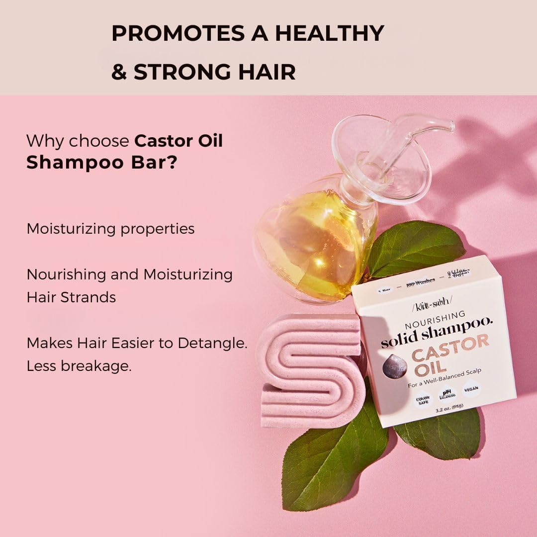 Kitsch Shampoo Bar Castor Oil – Solid Bar Shampoo for Hydration, Strengthening and Moisturizing