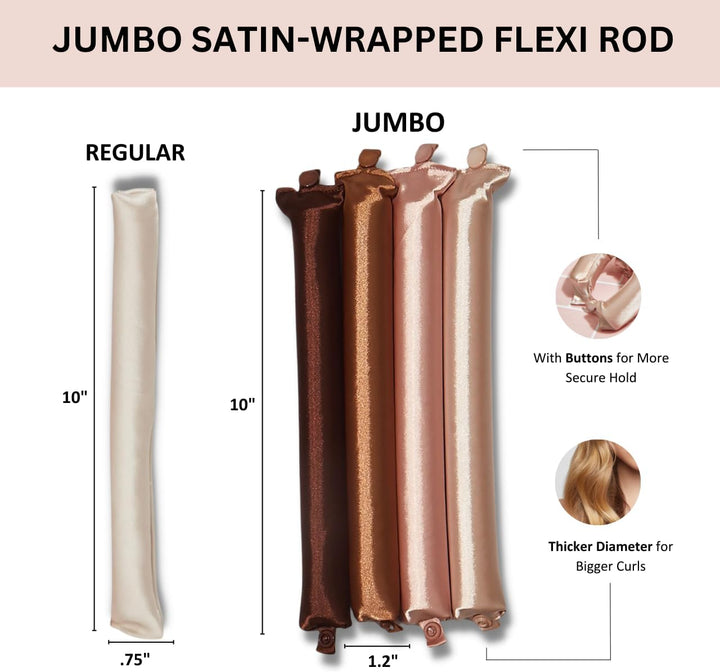 Kitsch Satin Heatless Curling Rod - Jumbo Flexi Rod for Overnight Curls to Sleep In