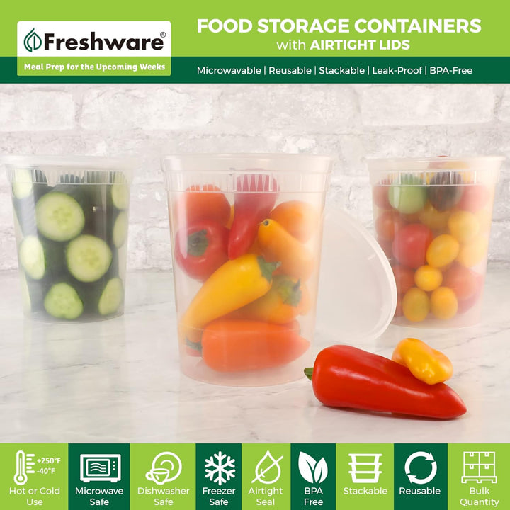 Freshware Food Storage Containers [24 Set] 32 oz