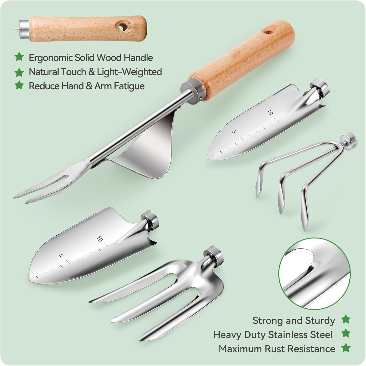 Gardening Tools 9-Piece Heavy Duty Gardening Hand Tools