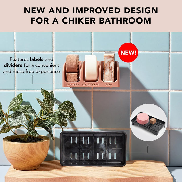Kitsch Self-Draining Soap Dish for Shower - Recycled Plastic Holder for Shampoo, Conditioner & Body Wash Bars