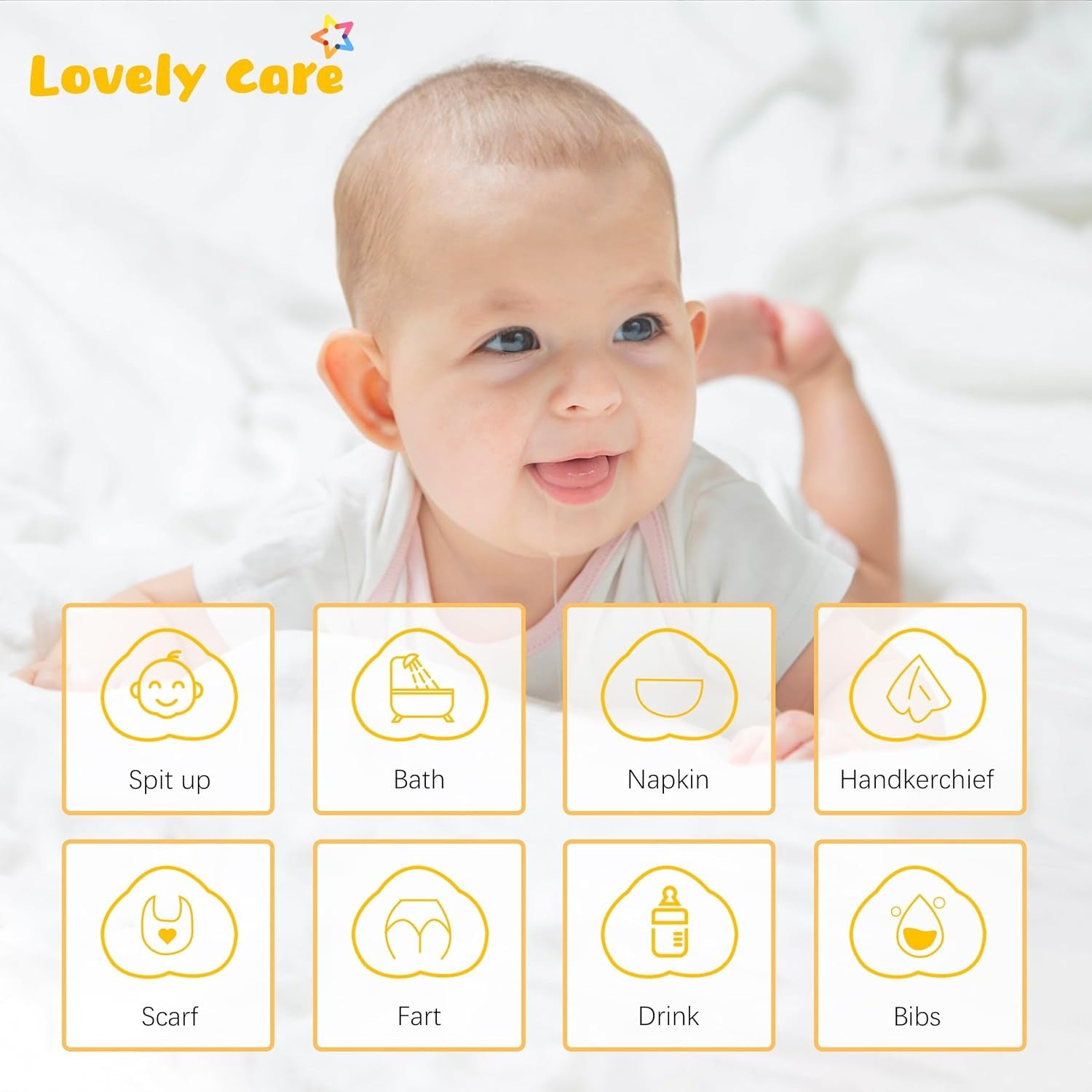 12 Pack Muslin Burp Cloths 100% Cotton