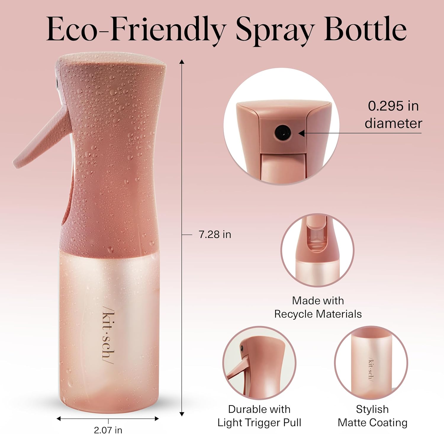 Kitsch Spray Bottle for Hair - Continuous Water Mister with Ultra Fine Mist for Hairstyling, Barbers, Salons, Cleaning, Plants, Versatile Spray Bottles