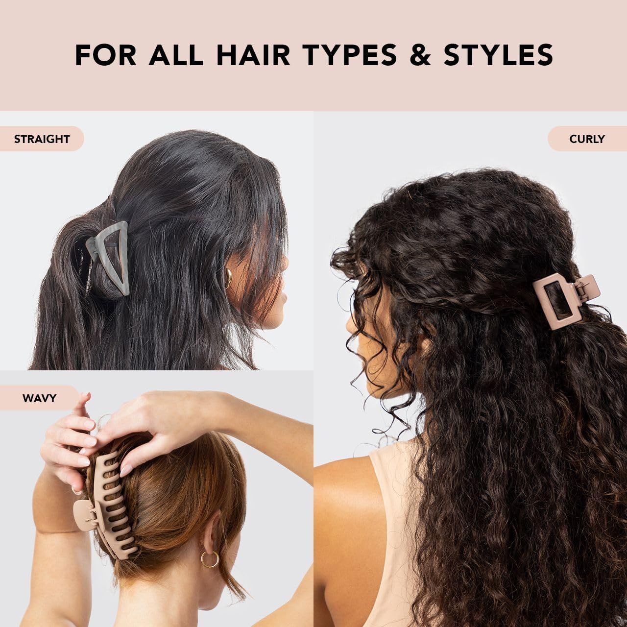 Kitsch Large Assorted Hair Clips for Women, Medium Open Shape Hair Claw Clips for Thick Hair
