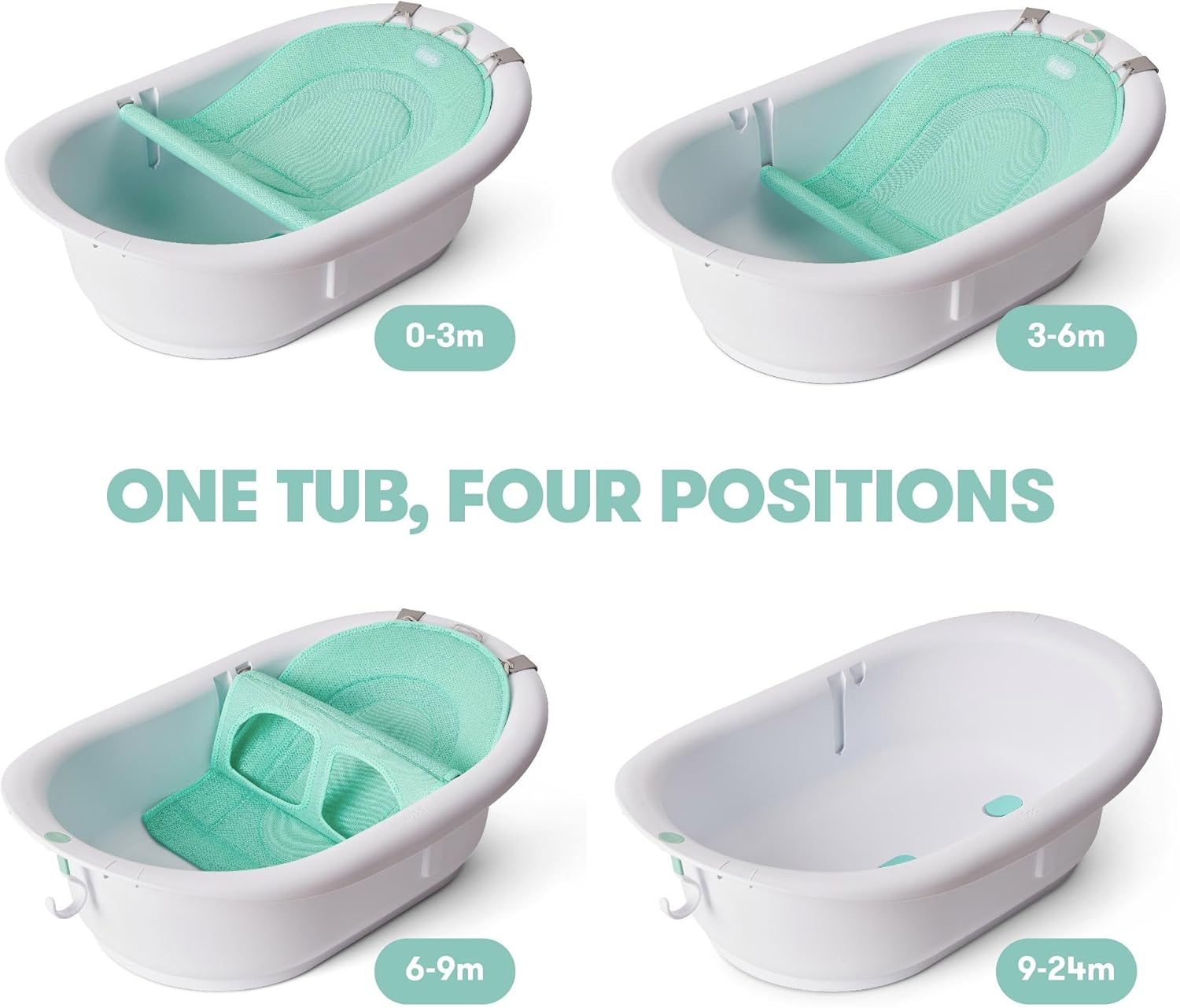 Frida Baby 4-in-1 Grow-with-Me Baby Bathtub, Baby Tub for Newborns to Toddler