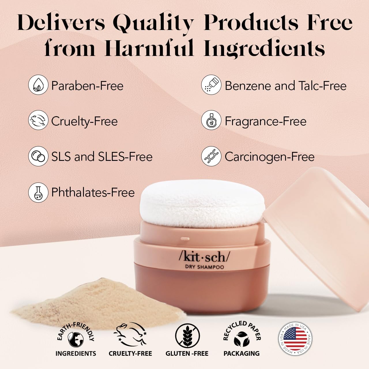 Kitsch Dry Shampoo Powder with Rice Protein for Women & Men