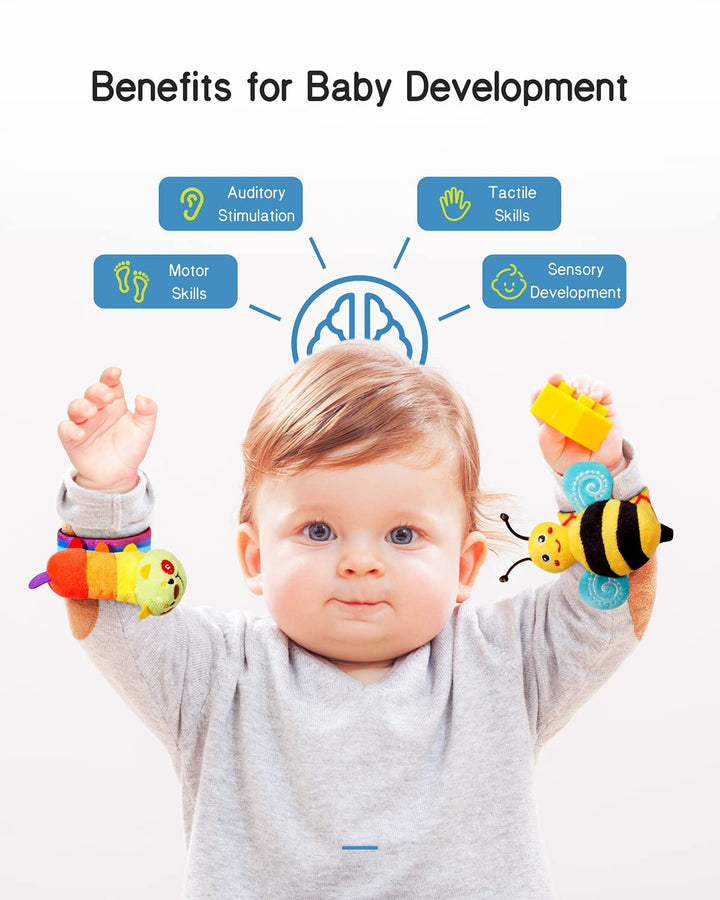 Infinno Baby Wrist Rattle Socks and Foot Finder Set