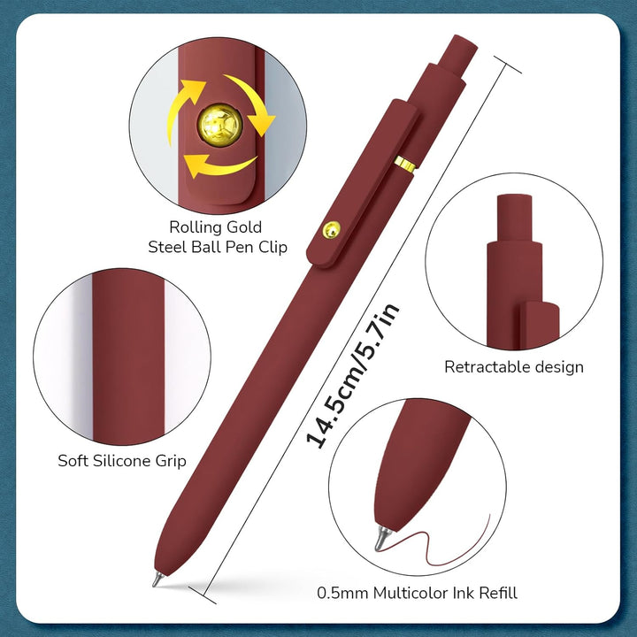 Colorful Pens, 6 Pcs Colored Pens Fine Point Smooth Writing Pen