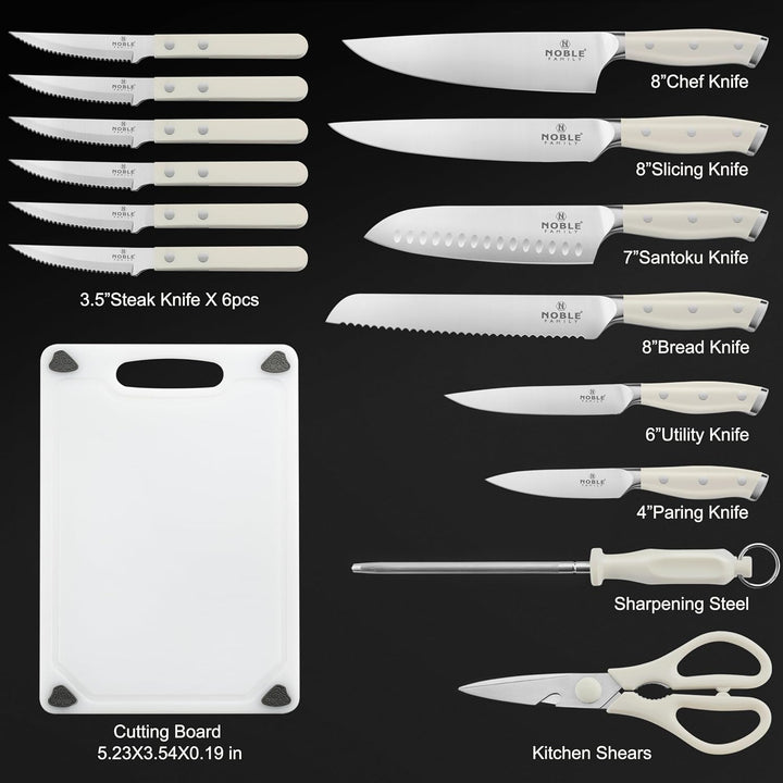 In-drawer Knife Block Set, 16PCS Kitchen Knife Set with Wooden Block