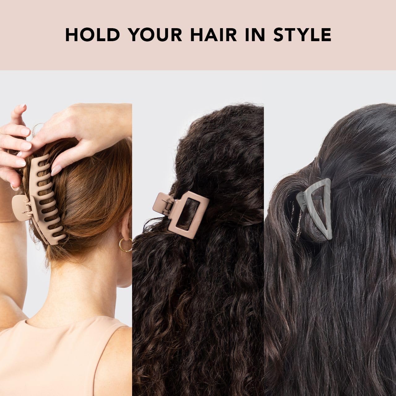 Kitsch Large Assorted Hair Clips for Women, Medium Open Shape Hair Claw Clips for Thick Hair