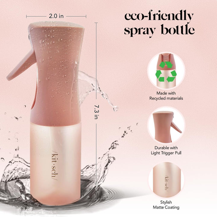 Kitsch Spray Bottle for Hair - Continuous Water Mister with Ultra Fine Mist for Hairstyling, Barbers, Salons, Cleaning, Plants, Versatile Spray Bottles