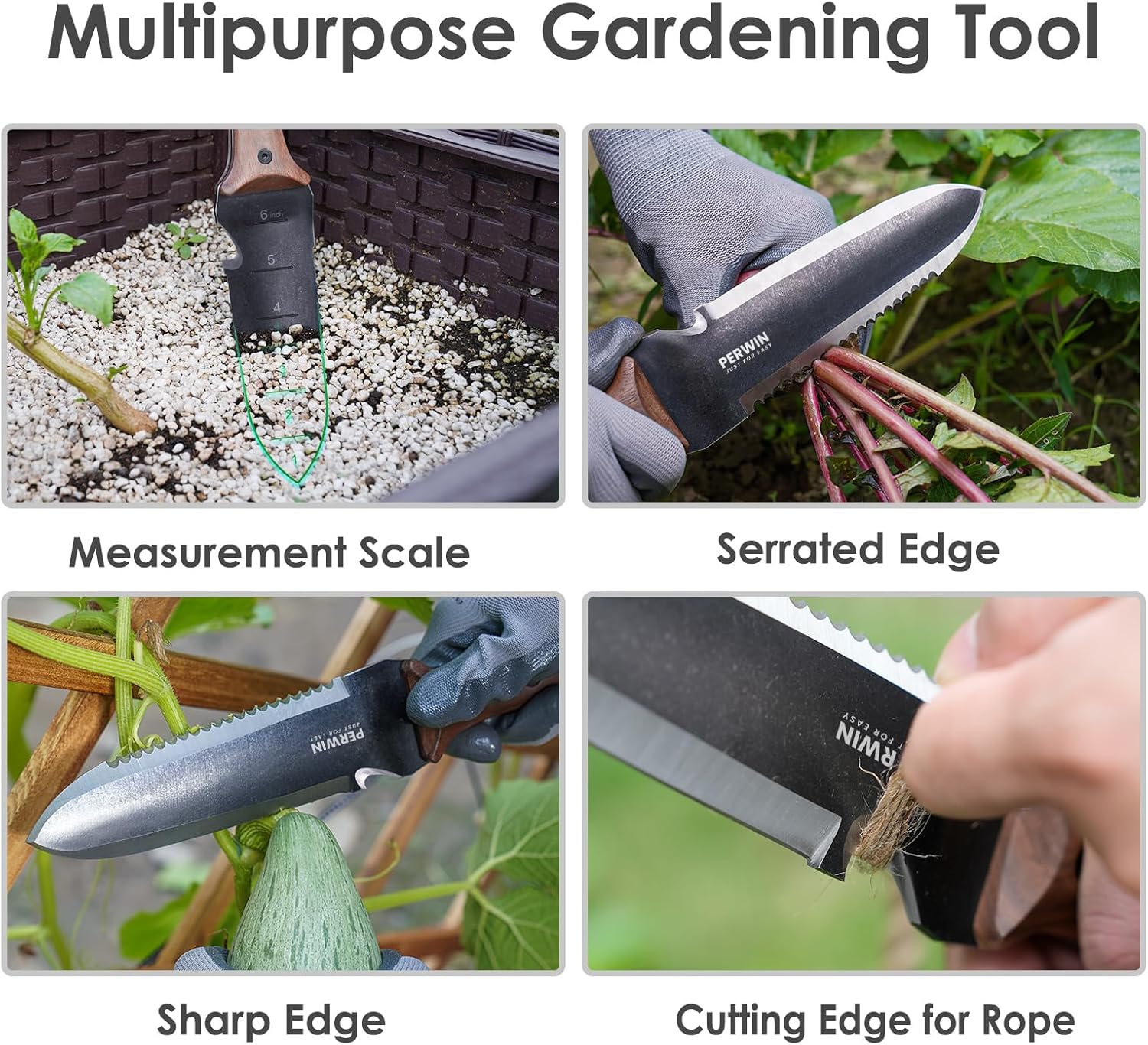 Hori Hori Garden Knife, Garden Tools with Sheath for Weeding
