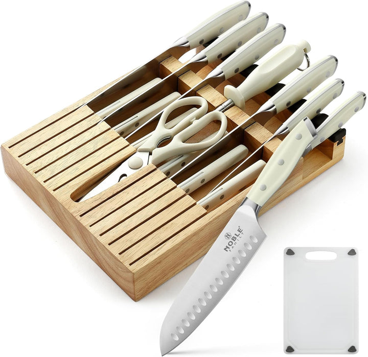 In-drawer Knife Block Set, 16PCS Kitchen Knife Set with Wooden Block