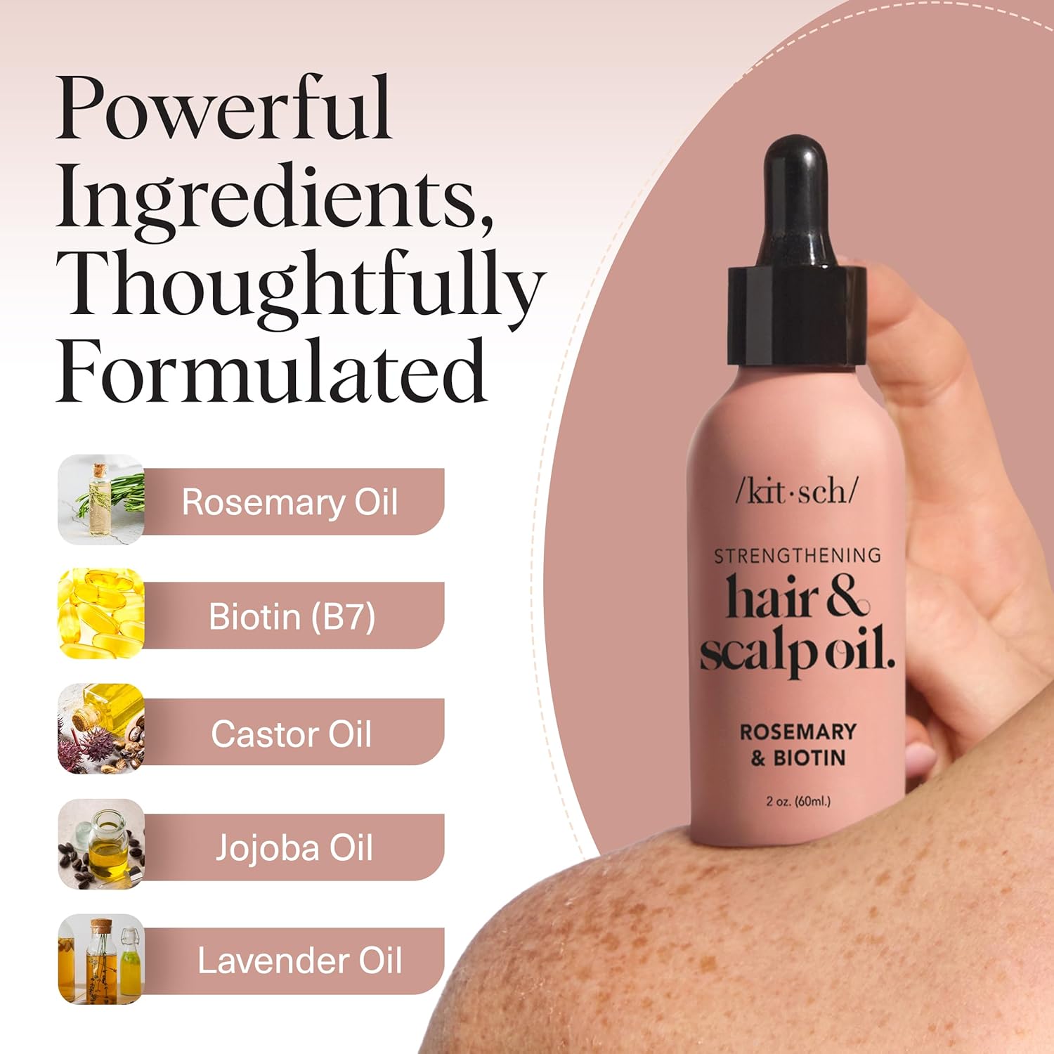Kitsch Rosemary Oil for Hair & Scalp - Pre Wash Scalp Oil with Biotin for Healthy
