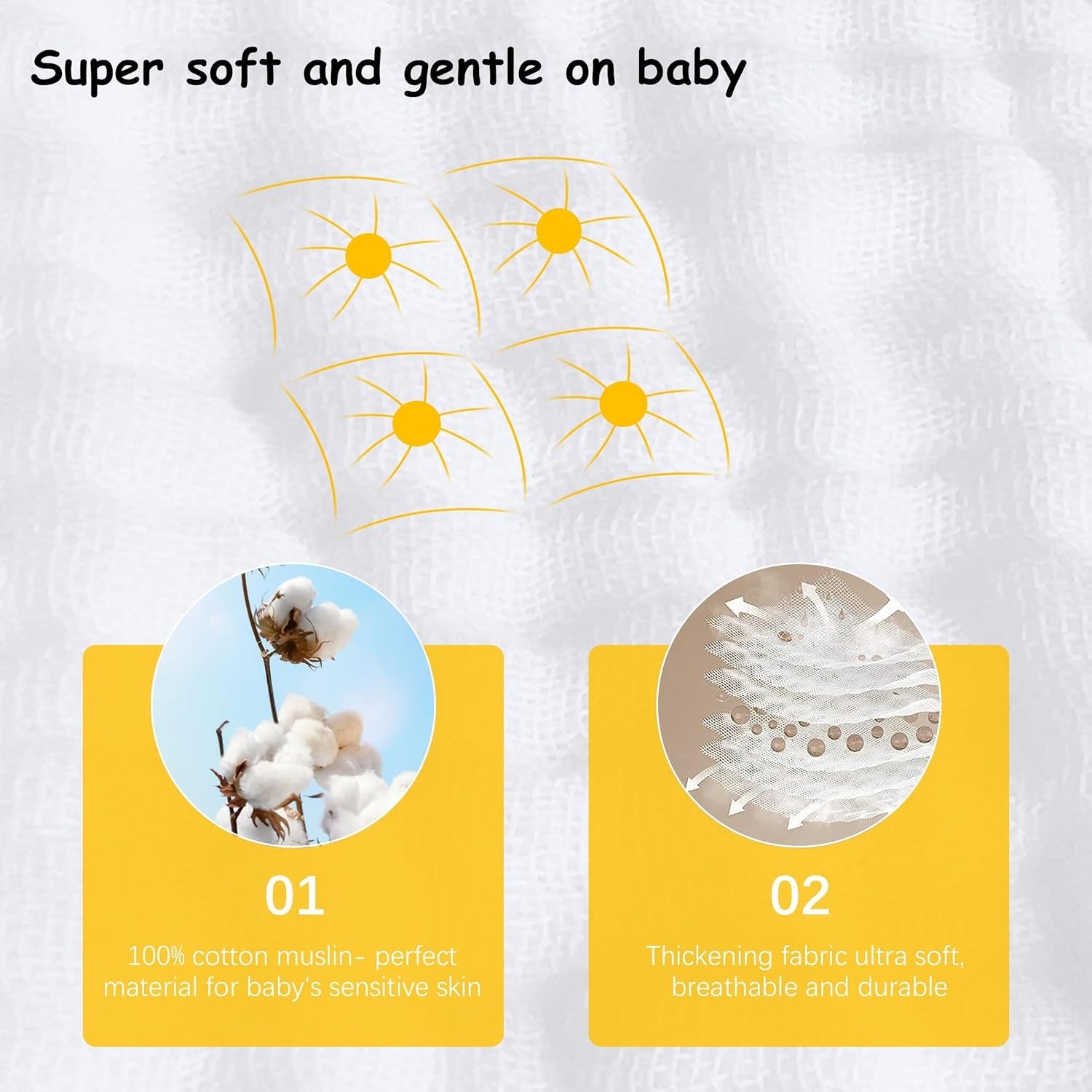 12 Pack Muslin Burp Cloths 100% Cotton
