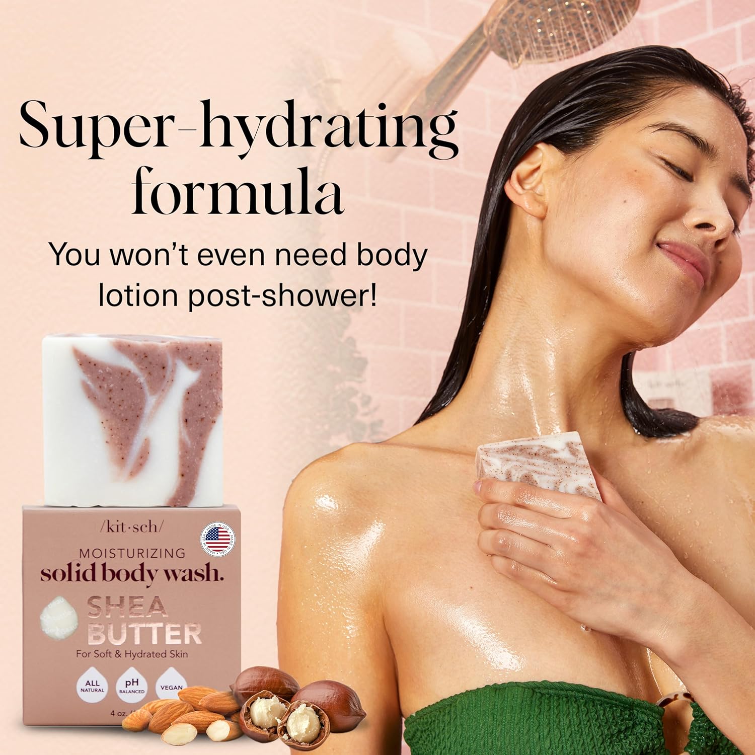 Kitsch Shea Butter Body Wash | Exfoliating Bar Soap for Women & Men