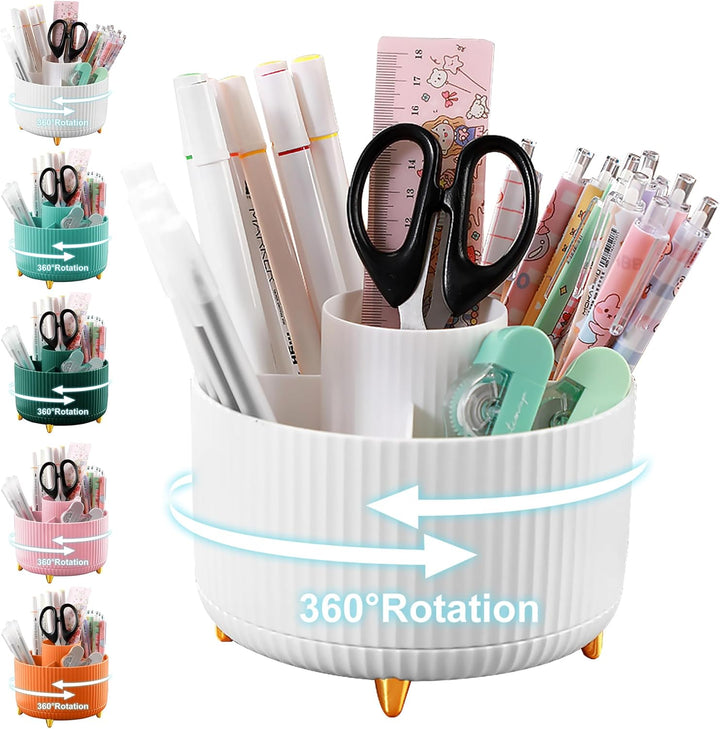 Pencil Holder For Desk,5 Slots 360°Degree Rotating Desk