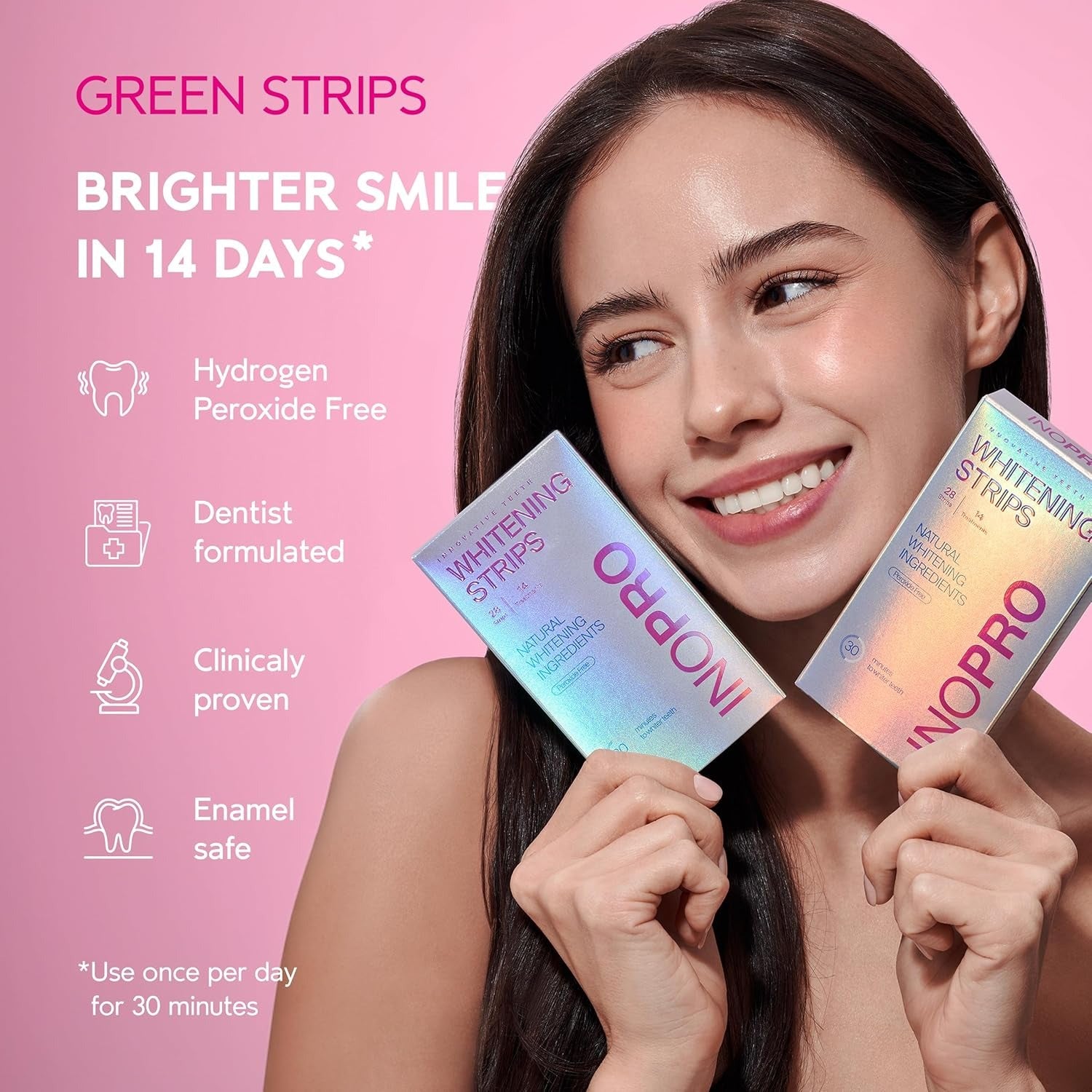 Teeth Whitening Strips 14 Treatments Kit - Teeth Whitener, Peroxide Free